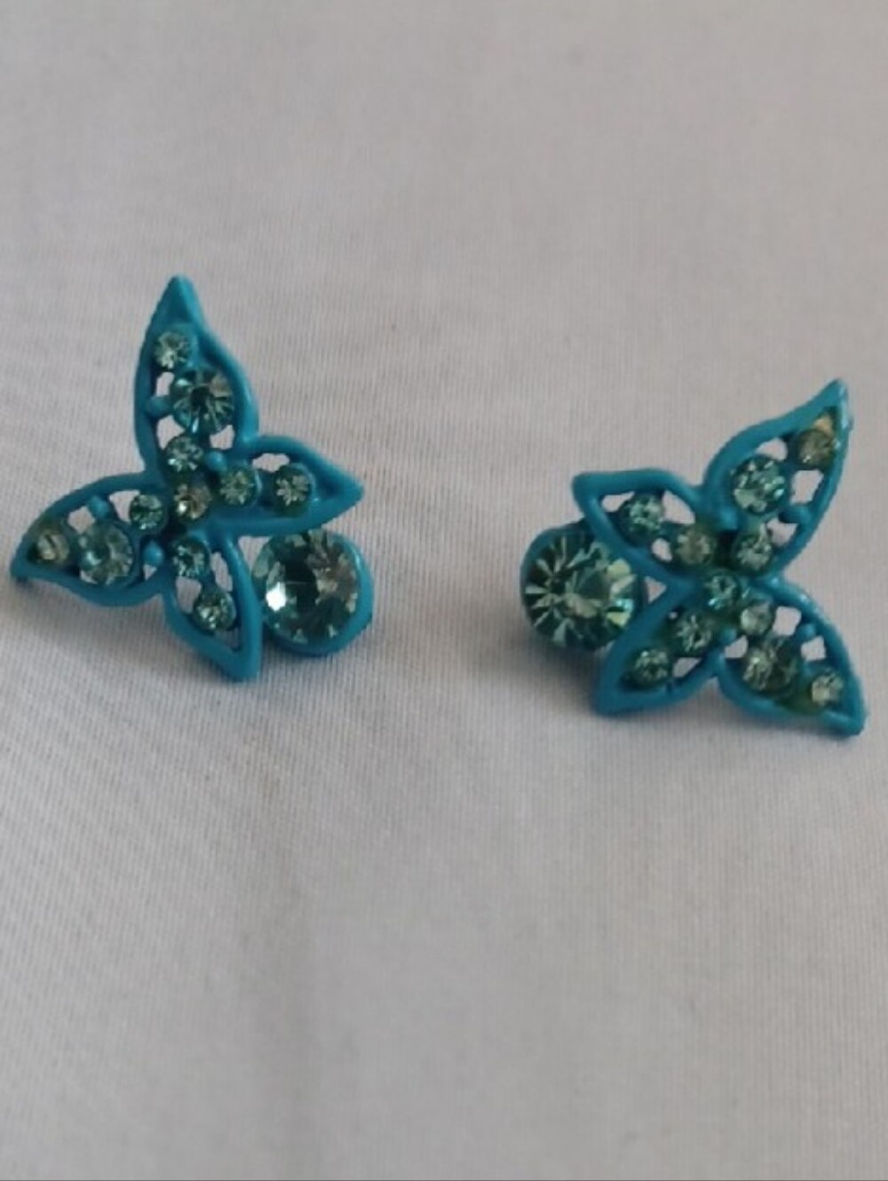4/$60 Turquoise Crystal Butterfly Stud Earrings